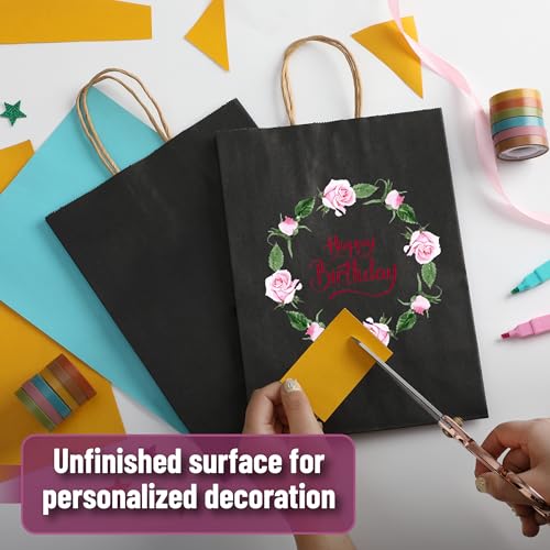 Mr. Pen- Paper Gift Bags with Handles, 32 Pack, 7.6" x 4.7" x 10.6" - color: Black, size: 32 Pack