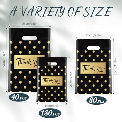 Jeyiour 300 Pcs Thank You Plastic Bags with Handles for business,Polka Dots - style: Polka Dots