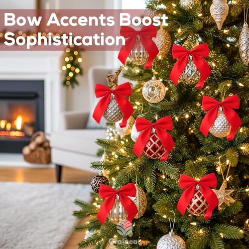 50 Pcs Red Satin Ribbon Bows, 3.5" x 3.5", with Twist Ties - color: Red