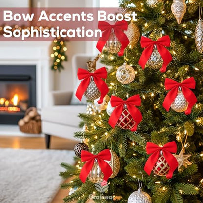 50 Pcs Red Satin Ribbon Bows, 3.5" x 3.5", with Twist Ties - color: Red
