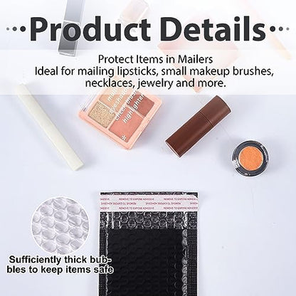 Henoyso 100 Pcs Black Bubble Mailer 4 Sizes Self Adhesive Padded Envelopes - color: black