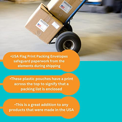 PSBM Bulk 1000 Pack 4 1/2" x 5 1/2" Back Loading Packing List Envelopes, Self-Adhesive USA Panel for E-Commerce Orders - size: 4.5 Inch x 5.5 Inch USA / Back Side Load