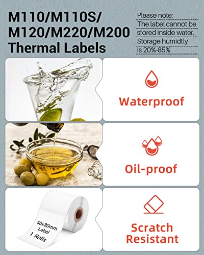 Phomemo Thermal Labels, 1.97"x3.15" Sticker for M110/M100/M220/M108, 90 PCS - color: White, size: 1.97"x3.15"