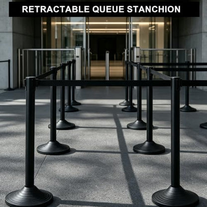 OrangeStar Crowd Control Stanchions, Heavy Duty Stanchion Set - color: Black, size: Style2-Round Rubber Base