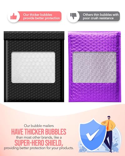 GSSUSA Black Bubble Mailers 8.5x12" 500 Pack Padded Envelopes Self Seal - color: Black, size: 8.5X12 500PC