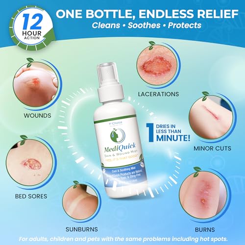 MediQuick Hypochlorous Acid Spray Mist, Antiseptic Spray No-Sting, 4 oz - size: Skin & Wound Mist (4 Ounce)