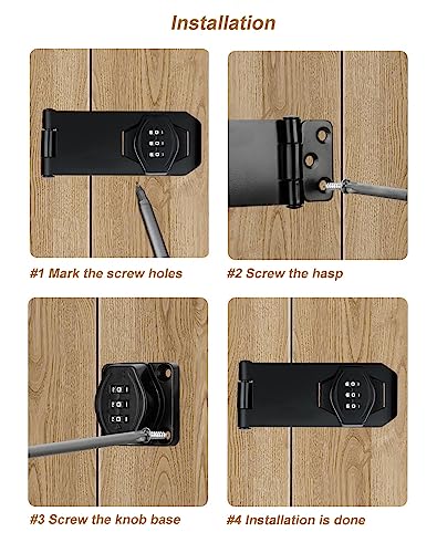 ETEKJOY Cabinet Lock Keyless 3-Digit Password Combination Code Hasp Latch Lock Twist Knob Wooden Drawer Cupboard (Black, 3 inch) - color: Black, size: 3 Inch