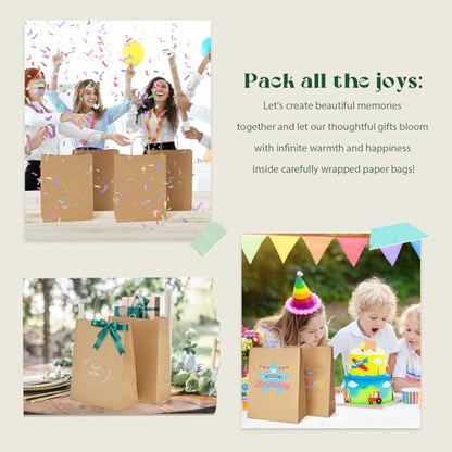MESHA Brown Kraft Paper Bags 10x5x13 Inch 100Pcs Gift Bags with Handles - color: Brown 10x5x13 Inch, size: 1 Count (Pack of 100)