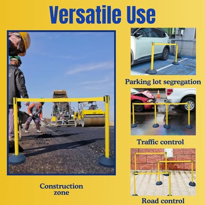 6 Pack 42Inch Crowd Control Stanchions with 10ft Yellow Retractable Belt Crowd Control Barriers 13 Inch Water-Filled Base Retractable Stanchions for Traffic Control (Yellow) - color: Yellow, size: Water-Filled Base