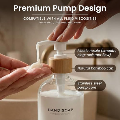 Maisonovo Dish Soap Dispenser - Clear Soap Dispenser White Bamboo Pumps - color: Clear White
