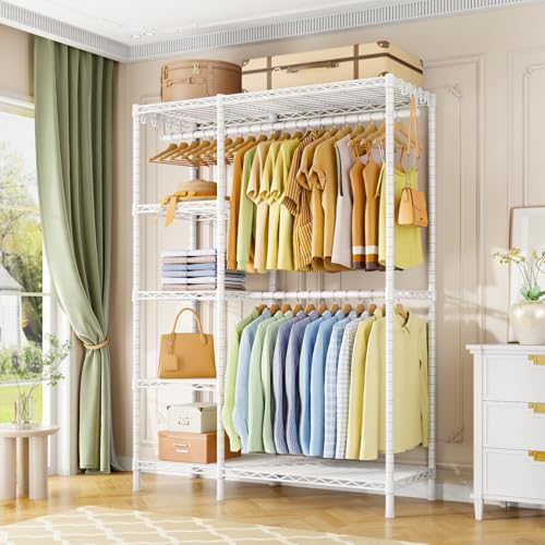 Ulif F2 Clothes Rack, 5 Tiers Heavy Duty Garment Rack for Bedroom - color: White