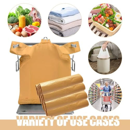 ROYALNA Plastic T shirt Grocery shopping bags (12" x 6.5" x 21") Reusable and Disposable for Restaurants, Convenience Stores, Food, Supermarket (Plain Beige, 1000)
