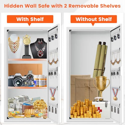29.53" Tall White Wall Safes Between 16" Studs | 33% Larger Capacity & Lock - color: White, size: 29.53" Tall