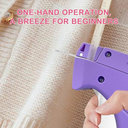 Stitch Gun for Clothes -Handheld Stitch Gun Quick Clothing Fixer - Mini Tag Gun - Includes 6 Fine Needles, 2000 Fasteners including 1000 Micro Black Fasteners & 1000 Micro White Fasteners (Purple)