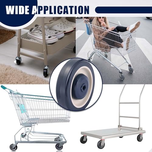 MAOPINER 4 Pack 5" Shopping Cart Wheels, PU Casters with Axle Bolts, Blue - color: Blue