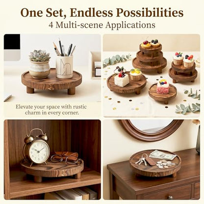 6 PCS 5/6/8 Inch Wooden Risers for Display Wood Pedestal Stand (Brown) - color: Wood