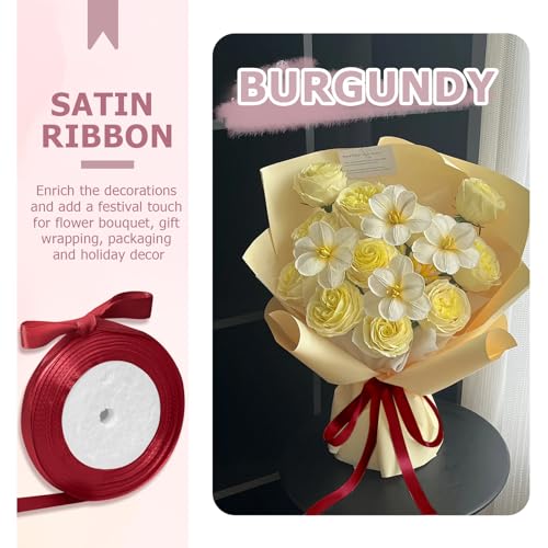 Luomorgo 1/2 Inch Satin Ribbon, 25 Yards, Burgundy - color: Burgundy, size: 1/2 inch x 25 yards