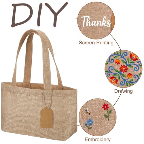 Aliceset 24 Pcs Mini Burlap Tote Bags,9 x 6.3 x 3.2 Inch,Light Brown - color: Light Brown, size: 9 x 6.3 x 3.2 Inch
