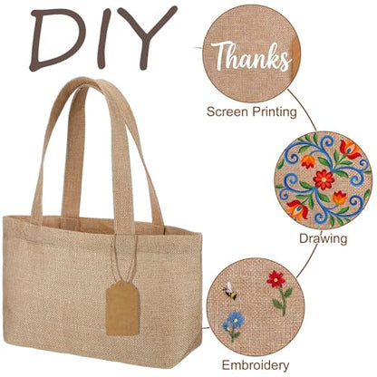 Aliceset 24 Pcs Mini Burlap Tote Bags,9 x 6.3 x 3.2 Inch,Light Brown - color: Light Brown, size: 9 x 6.3 x 3.2 Inch