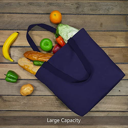 TOPDesign 2-Pack Canvas Tote Bags with Magnetic Snap, Reusable Grocery Shopping Bags, DIY Your Creative Designs - color: Blue