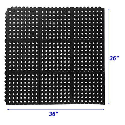 Anti-Fatigue Rubber Floor Mat - NANBOWANG Commercial Grade Interlocking Non-Slip Recycle Tyre Floor Mats for Restaurant Kitchen Bar Garden Outdoor Wet Area(36"x 36") - size: 36"L x 36"W x 0.8"Th