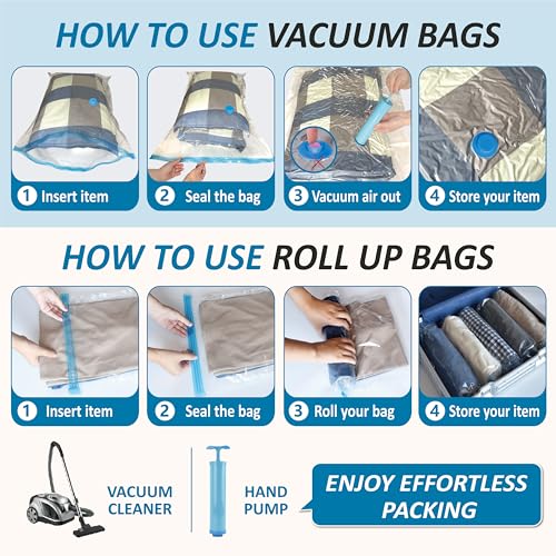 Vacuum Storage Bags with Hand Pump, Vacuum Seal Space Saver Bags,20 Combo - size: Combo