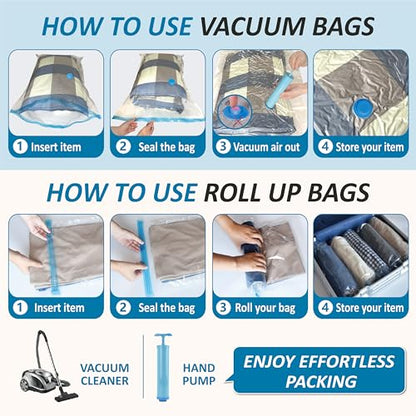 Vacuum Storage Bags with Hand Pump, Vacuum Seal Space Saver Bags,20 Combo - size: Combo