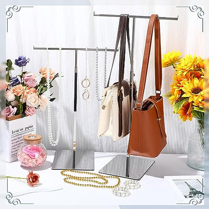 Leinuosen 4 Pcs Tabletop Purse Display Stand Metal T Bar Display - color: Silver