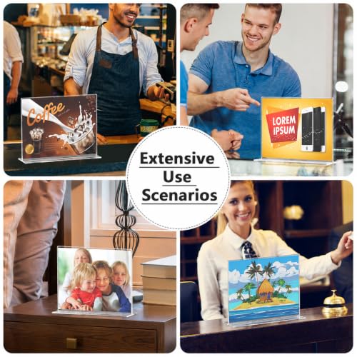 MaxGear Acrylic Sign Holder 8.5x11 Horizontal 6 Pack, Double-Sided Display - size: 11"x8.5" - 6 Pack