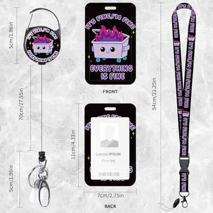 Dumpster Fire Lanyard with ID Badge Holder and Retractable Badge Reel - color: Dumpster Fire Purple