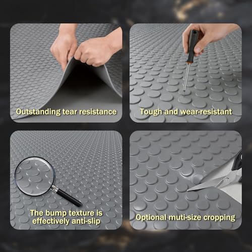 StellarStar 4x8 FT Garage Floor Mat, 2mm Thickened PVC Coin Pattern - color: Gray(Coin), size: 4x8 FT