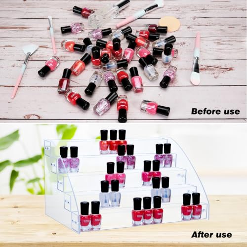 KINGROW Nail Polish Organiser 5 Tier Clear Desktop Rack Easy Assembly - size: 5 Layers