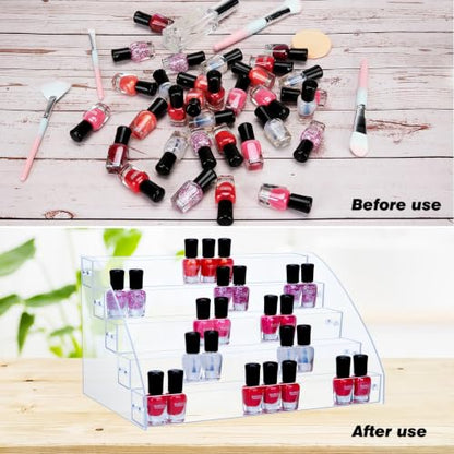 KINGROW Nail Polish Organiser 5 Tier Clear Desktop Rack Easy Assembly - size: 5 Layers