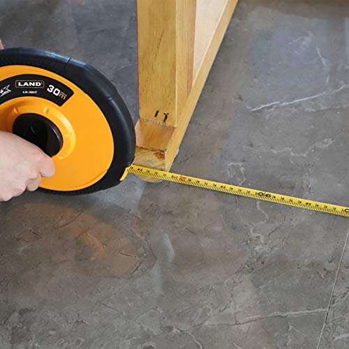 LAND 100FT/30M Fiberglass Tape Measure - Dual-Inch/Metric Scale, Lightweight & Durable, Portable Long Measuring Tape for Construction, Surveying, Landscaping - size: 30 m