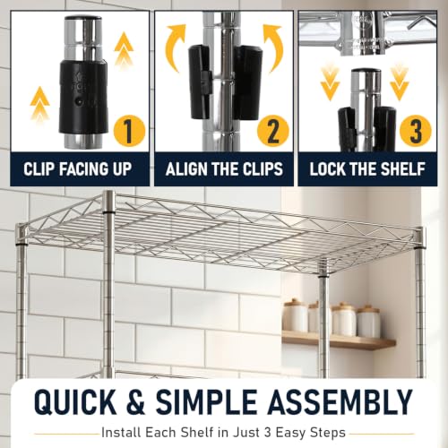 FDW | 5-Tier Wire Shelf | 22" x 12" x 48" | Chrome - color: Chrome, size: 22×12×48