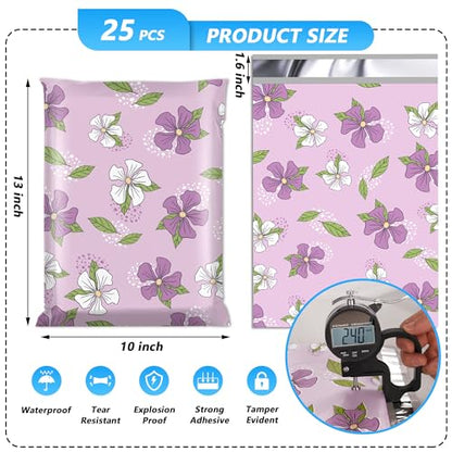Poly Mailer 10x13 Inch 25 Pcs, Shipping Bags for Clothing - color: Purple Flowers, size: 10x13 Inch 25Pcs