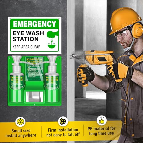 Magula 17oz*2 Portable Eye Wash Station OSHA-Approved,BPA Free, Wall-Mounted First Aid Eye Wash kit with Empty Bottles & Mirror,Emergency Eyewash, No Eye Wash Solution - color: 1 Pcs