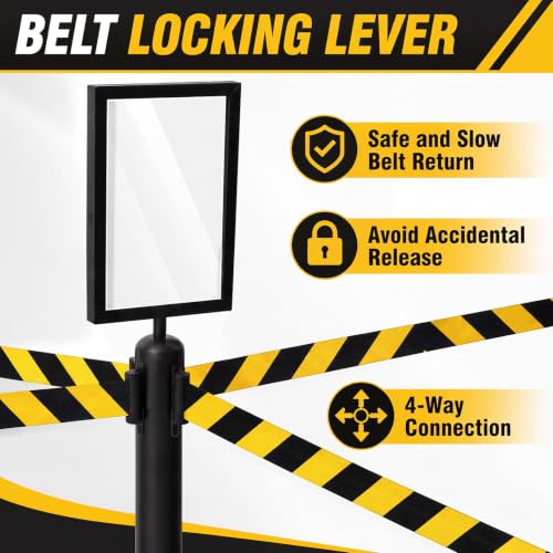 Geelin 6 Pack Crowd Control Stanchions Barriers, 9.8ft, Black Yellow - color: Black Yellow, size: 9.8ft