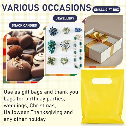 Maitys Yellow 300 Pcs Small Plastic Bags with Handles 5x7 for Business - color: Yellow