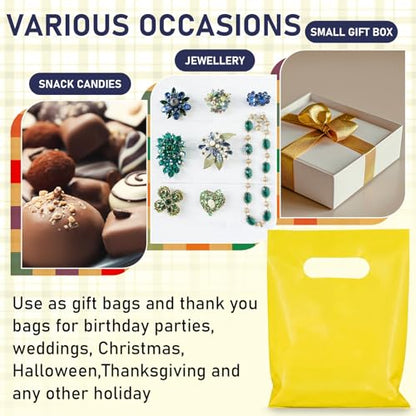 Maitys Yellow 300 Pcs Small Plastic Bags with Handles 5x7 for Business - color: Yellow