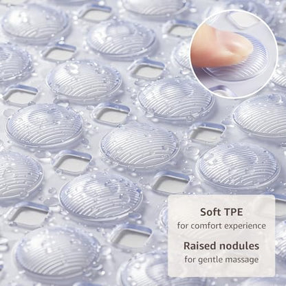 OTHWAY Bath Tub Shower Mat Non Slip, Bathtub Floor Liner Mats for Inside Shower Bathroom, Suction Cups and Drain Holes for Feet Scrubbing, Machine Washable, Soft on Feet, 35x16 Inch, Transparent - color: Transparent