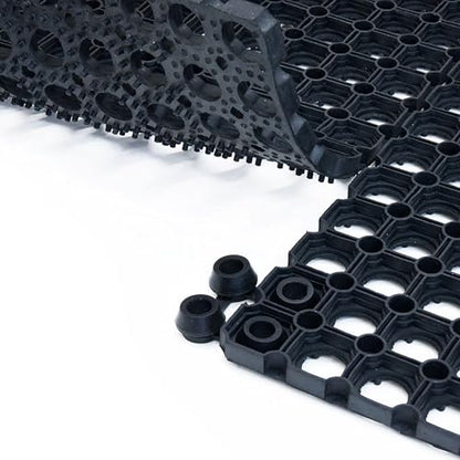 Heavy-Duty Interlocking Rubber Floor Mats, 24"x 32", Set of 2, Black - size: Set of 2 24x32
