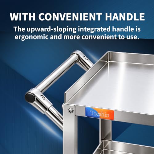 Treshin 3 Tier Stainless Steel Utility Cart, 16.73" W x 27.76" L x 31.61" H - color: 3 Tier Utility Cart, size: 16.73" W x 27.76" L x 31.61" H