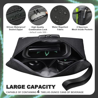 Smell Proof Bag with Combination Lock Large Storage Container Medicine Lock Bag Money Organizer Travel Storage Pouch - color: Black