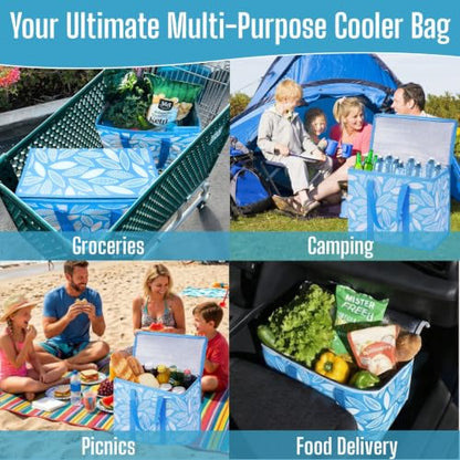 VENO 2 Pack Cooler Bag Insulated Grocery Bags for Food Delivery Heavy Duty - color: Spring Breeze, size: 2 Pack
