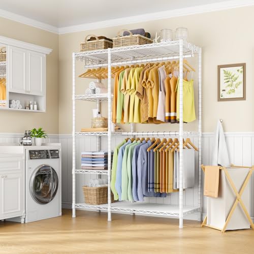 Ulif F2 Clothes Rack, 5 Tiers Heavy Duty Garment Rack for Bedroom - color: White