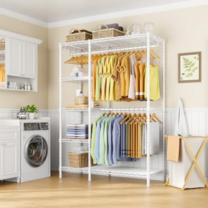 Ulif F2 Clothes Rack, 5 Tiers Heavy Duty Garment Rack for Bedroom - color: White