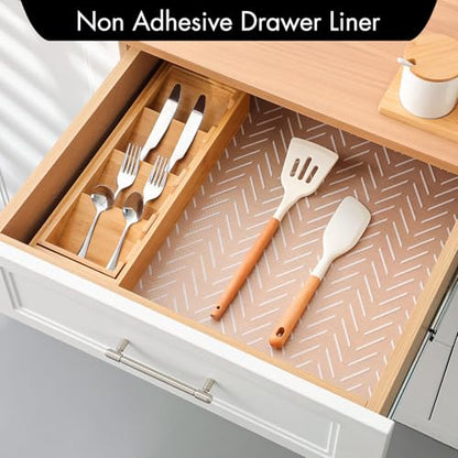Cooyes Shelf and Drawer Liner for Kitchen Cabinets – Non-Adhesive - color: Alabaster White, size: 17.5"W x 360"L
