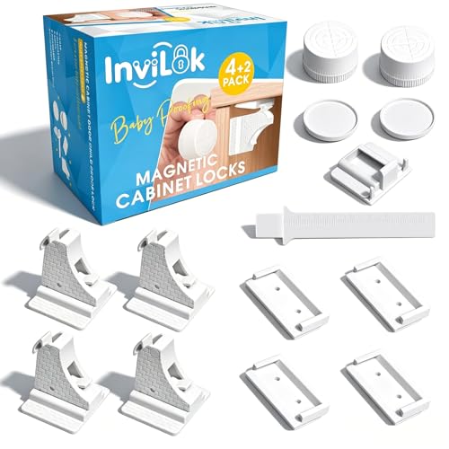 4 Pack Magnetic Cabinet Locks Baby Proofing with 2 Keys - size: 4 Pack