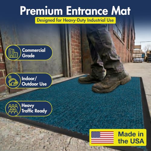 Notrax 109 Industrial Door Mat, 3' x 5' Blue, Made in the USA - color: Slate Blue, size: 3' x 5' (Rectangular)